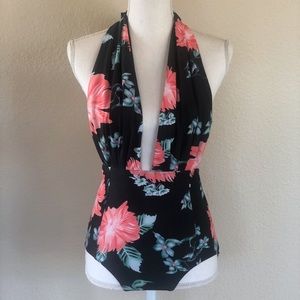 Vintage One Piece Swimsuit High Waisted Swimwear